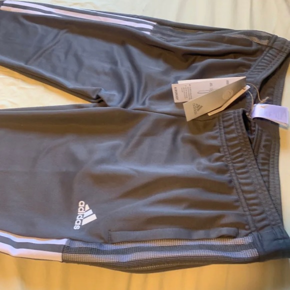Ladies charcoal grey and white adidas track pants - Picture 2 of 3